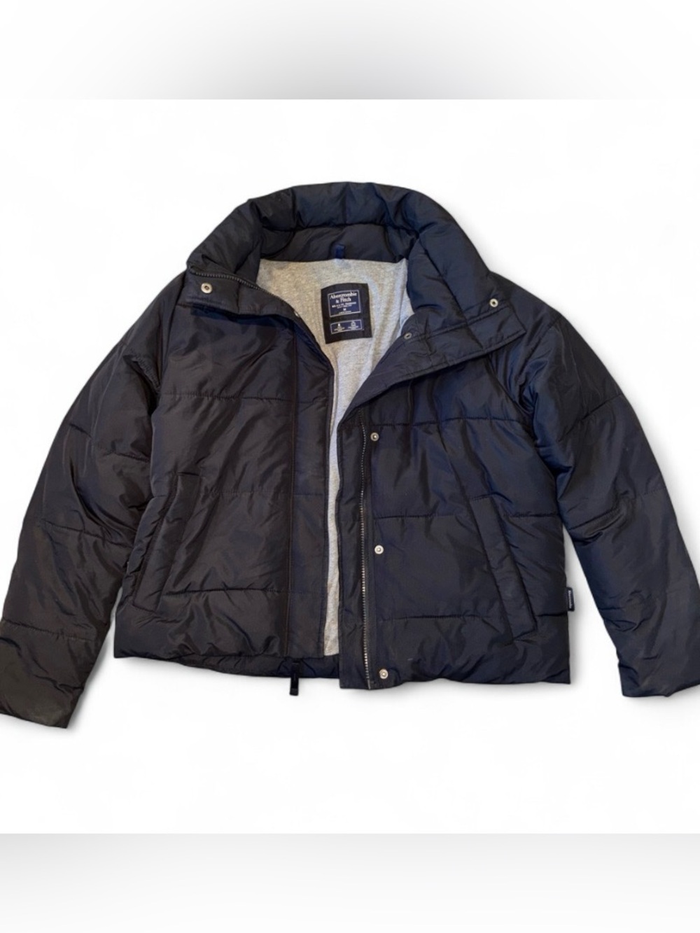 Abercrombie & Fitch Puffer Winter Perfect Length Black Boxy Coat Size Medium